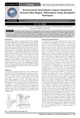 Environmental Groundwater Impact Assessment Arround Akot Region, Maharashtra Using Geospatial Techniques