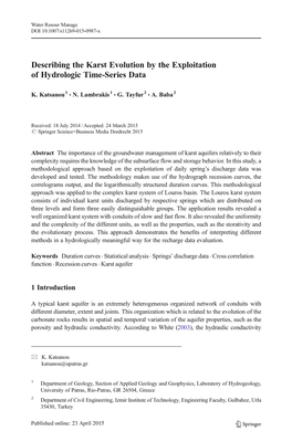 Describing the Karst Evolution by the Exploitation of Hydrologic Time-Series Data