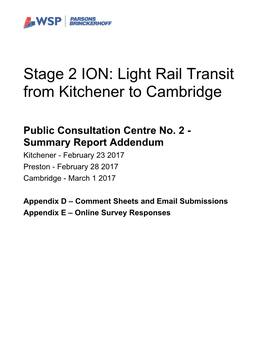 Stage 2 ION: Light Rail Transit from Kitchener to Cambridge