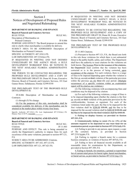 Section I Notices of Development of Proposed Rules and Negotiated