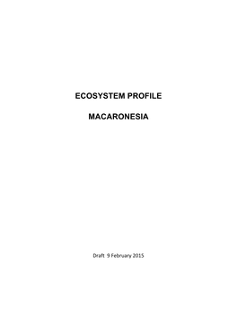 Ecosystem Profile Macaronesia