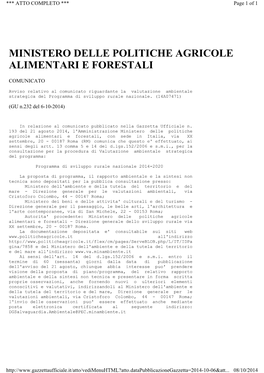 Ministero Delle Politiche Agricole Alimentari E Forestali