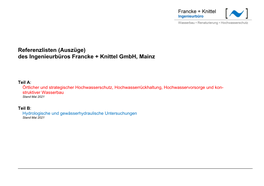 (Auszüge) Des Ingenieurbüros Francke + Knittel Gmbh, Mainz