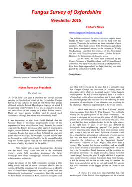 Newsletter 2015 Editor’S News