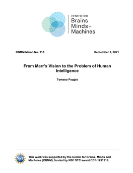 From Marr's Vision to the Problem of Human Intelligence