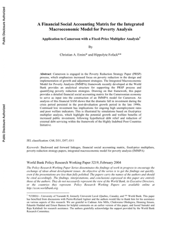 A Financial Social Accounting Matrix for the Integrated Macroeconomic Model for Poverty Analysis