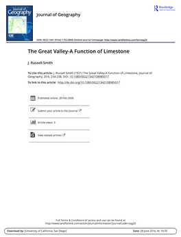 The Great Valley-A Function of Limestone
