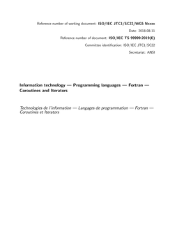 Programming Languages — Fortran — Coroutines and Iterators