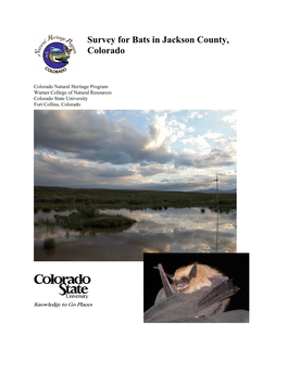 Survey for Bats in Jackson County, Colorado