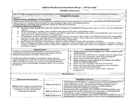 SHES Math Curriculum Map ~ 6Th Grade