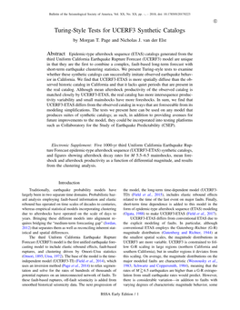 Turing-Style Tests for UCERF3 Synthetic Catalogs by Morgan T