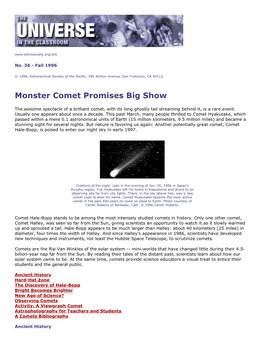 Monster Comet Promises Big Show