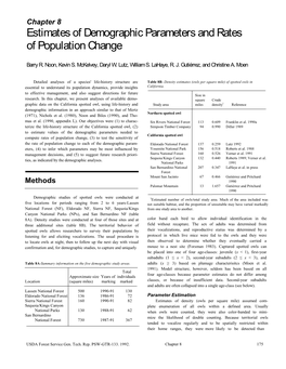 Chapter 8: Estimates of Demographic Parameters and Rates of Population