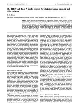 The HL60 Cell Line: a Model System for Studying Human Myeloid Cell Differentiation G.D