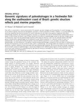Genomic Signatures of Paleodrainages in a Freshwater Fish Along the Southeastern Coast of Brazil: Genetic Structure Reflects