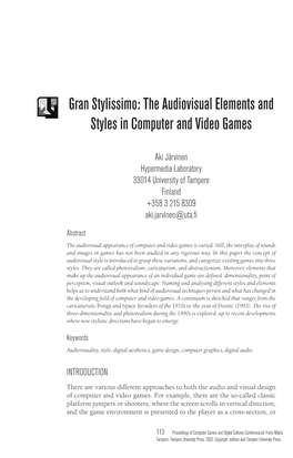 The Audiovisual Elements and Styles in Computer and Video Games