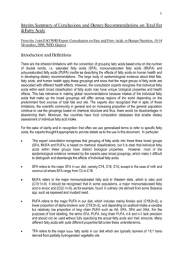 Interim Summary of Conclusions and Dietary Recommendations on Total Fat & Fatty Acids