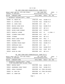 B.A. Vith Sem.(Final) Jan.-June 2012 Page: 1 (Subject to Scrutiny) Notification No Ex/R/ Dt