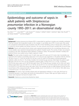 Epidemiology and Outcome of Sepsis in Adult Patients