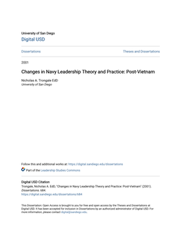 Changes in Navy Leadership Theory and Practice: Post-Vietnam