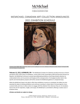 Mcmichael Canadian Art Collection Announces 2021 Exhibition Schedule