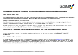 Register of Board Member and Independent Advisor Interests