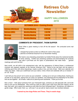 Retirees Club Newsletter