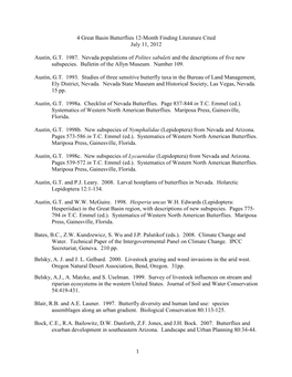 Literature Cited for 12-Month Finding on 4 Great Basin Butterflies