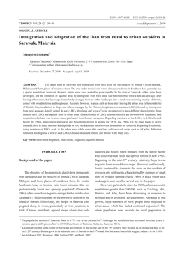 Immigration and Adaptation of the Iban from Rural to Urban Outskirts in Sarawak, Malaysia