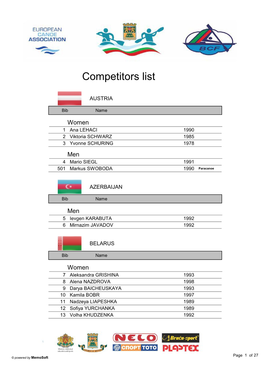 Competitors List