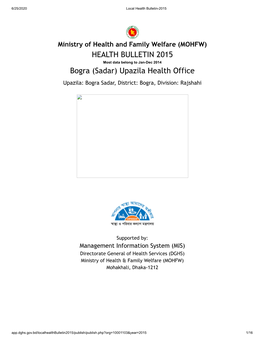 HEALTH BULLETIN 2015 Bogra (Sadar) Upazila Health Office