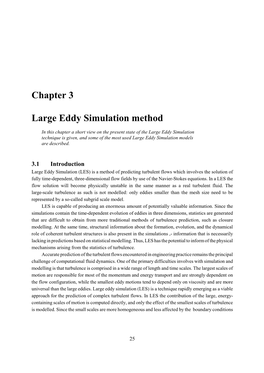 Chapter 3 Large Eddy Simulation Method