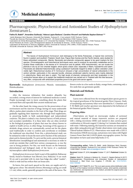 Pharmacognostic, Phytochemical and Antioxidant Studies of Hydnophytum Formicarum L