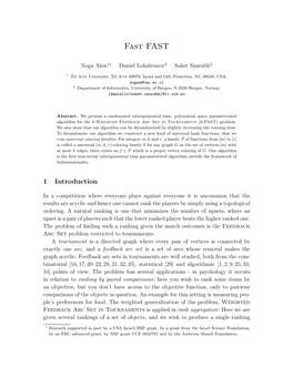 Feedback Arc Set in Tournaments (K-FAST) Problem