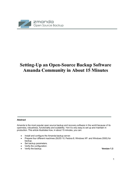 Setting-Up an Open-Source Backup Software Amanda Community in About 15 Minutes