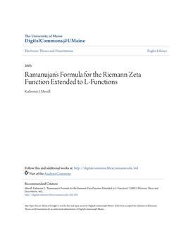 Ramanujan's Formula for the Riemann Zeta Function Extended to L-Functions Katherine J