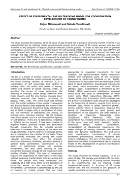 Effect of Experimental Tae Bo Training Model... Sport Science 3 (2010) 2: 57‐60