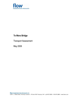 Te Wero Bridge Transport Assessment May 2008