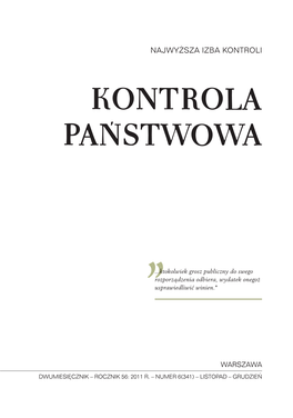 „Kontrola Państwowa” Nr 6/2011