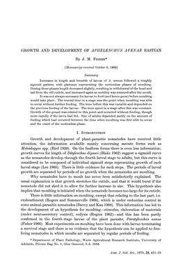 Growth and Development of Aphelenchus Avenae Bastian