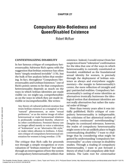 Compulsory Able-Bodiedness and Queer/Disabled Existence Robert Mcruer