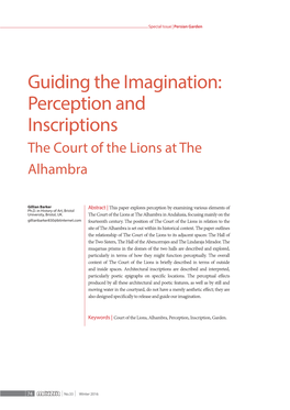 Guiding the Imagination: Perception and Inscriptions the Court of the Lions at the Alhambra