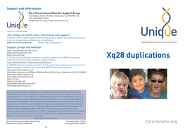 Xq28 Duplications Syndrome Community and a Syndrome-Specific Registry
