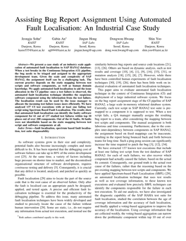 Assisting Bug Report Assignment Using Automated Fault Localisation: an Industrial Case Study