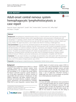 Adult-Onset Central Nervous System Hemophagocytic Lymphohistiocytosis: a Case Report Daniel M