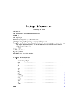 Package 'Sabermetrics'