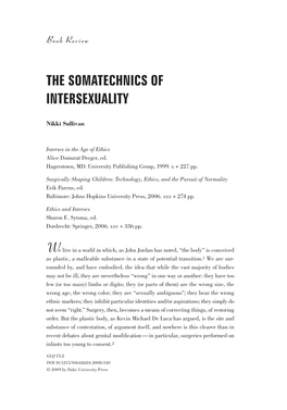 The Somatechnics of Intersexuality