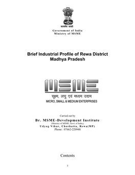 Brief Industrial Profile of Rewa District Madhya Pradesh