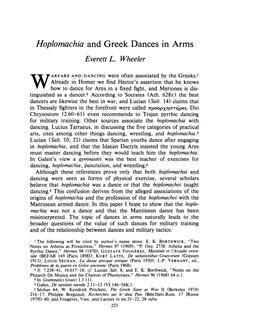 Hoplomachia and Greek Dances in Arms Everett L