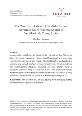 The Woman in Labour: a Twelfth-Century Navarrese Relief from the Church of San Martin De Tours, Artáiz